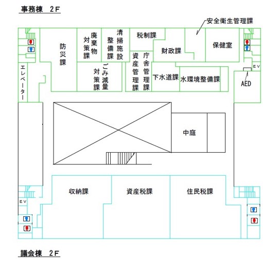 本庁舎2階フロア図