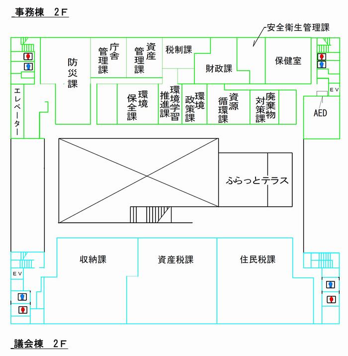 本庁舎2階フロア図