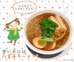 八王子ラーメンと女の子のイラスト