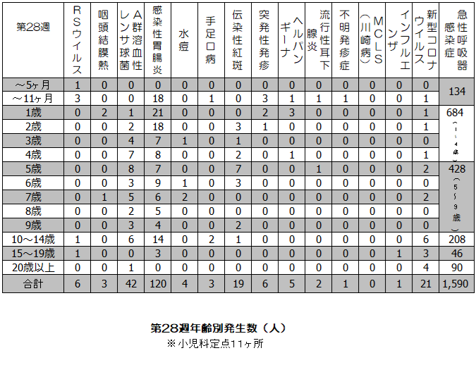 第28週年齢別発生状況表