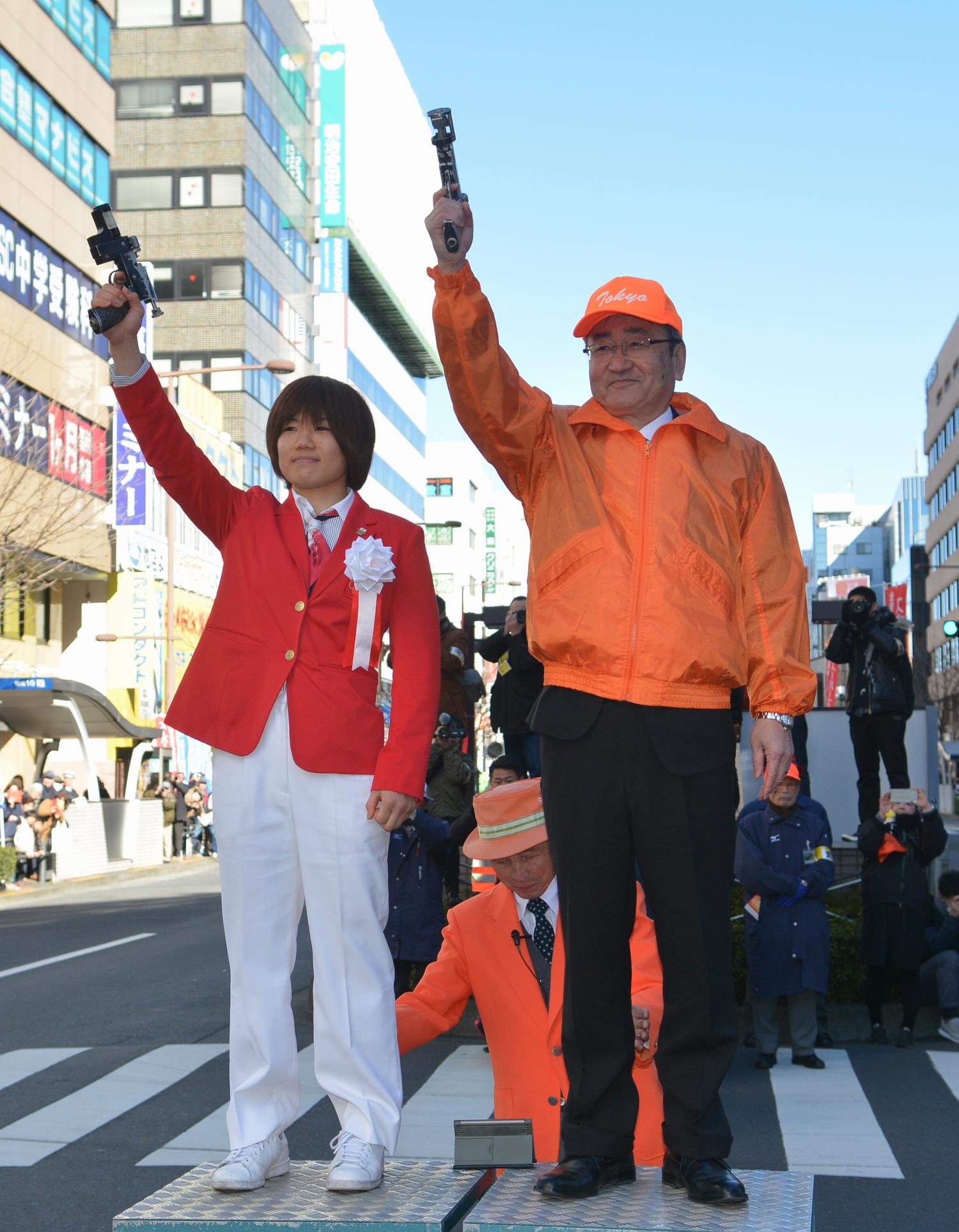 スターターは中村美里さん・石森孝志市長