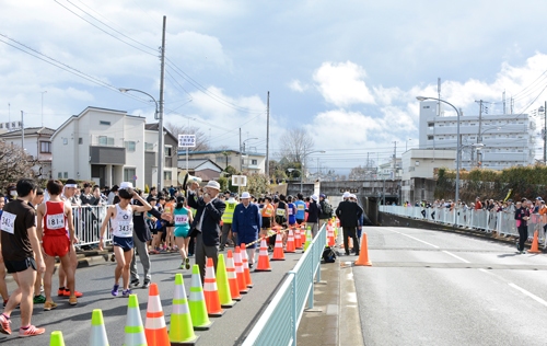 最後の中継前の散田架道橋中継所 復路