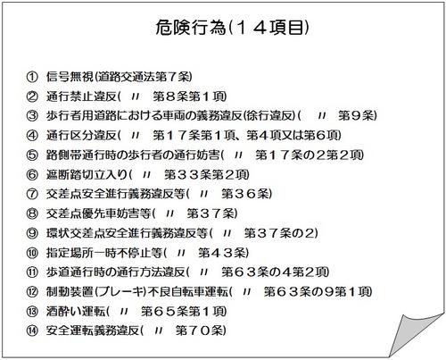 自転車 悪質 運転 危険 行為