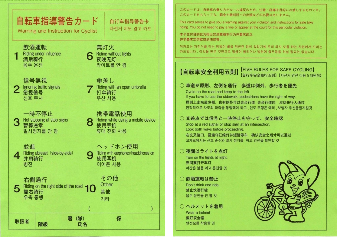指導警告カード