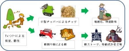 公園内の木質バイオマス利用の例