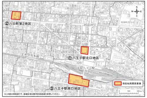 市街地再開発事業施行箇所位置図