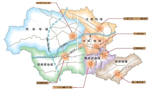 市内6つの地域の略図