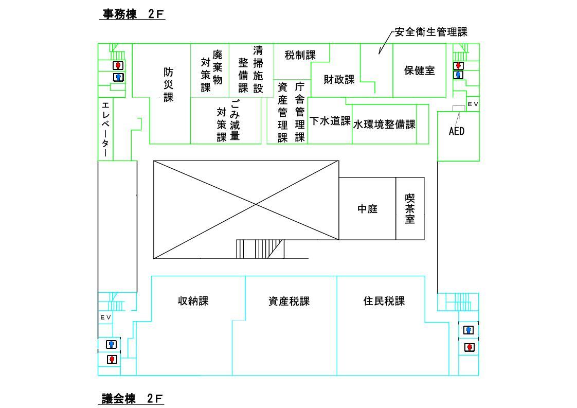 本庁舎2階フロア図